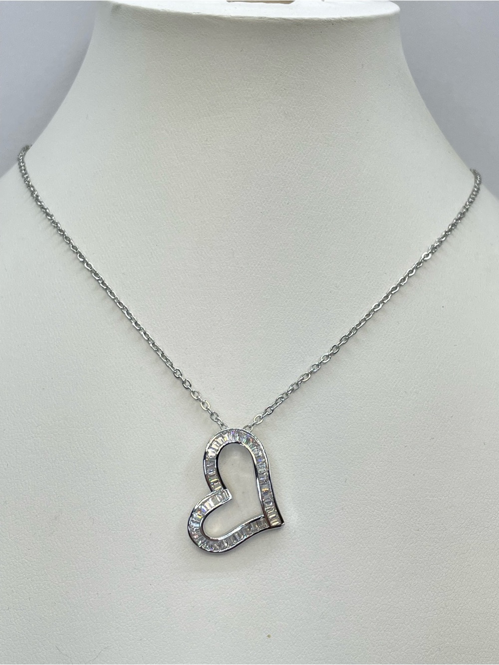 Swarovski Crystal Elements White Crystal Heart Pendant Necklace Romantic